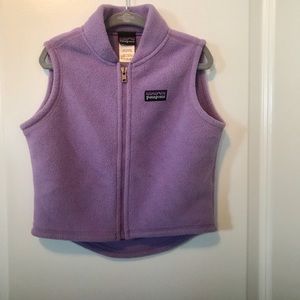 Patagonia fleece vest, 12 mo, purple